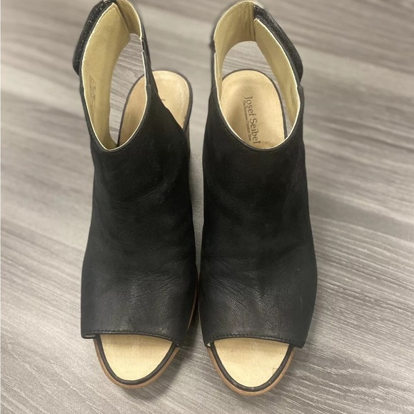 Josef Seibel Bonnie 09 Peep Toe Heels Women’s Leather Black Booties Boots Sz 41 - Picture 11 of 16